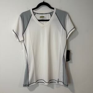 Klim Women's Advantage Tech Tee Shirt White Gray Large NEW V Neck